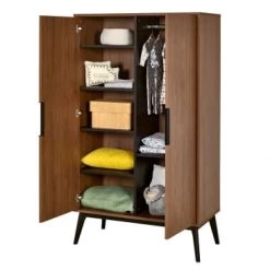 Nateo Concept Commodes Enfant Armoire 2 Portes Noyer -Commodes enfant Soldes armoire 2 portes noyer 3