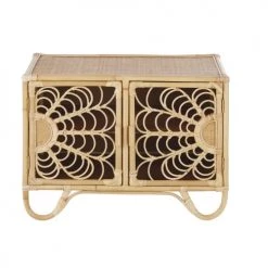 Maisons Du Monde Commodes Enfant Cabinet De Rangement 2 Portes En Rotin Motifs Fleurs