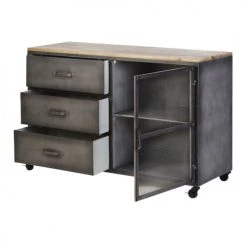 Maisons Du Monde Commodes Et Cabinets Cabinet De Rangement 3 Tiroirs 1 Porte En Métal Et Sapin -Commodes enfant Soldes cabinet de rangement 3 tiroirs 1 porte en metal et sapin 1000 16 12 192507 3