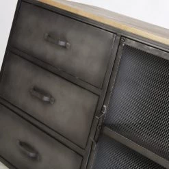 Maisons Du Monde Commodes Et Cabinets Cabinet De Rangement 3 Tiroirs 1 Porte En Métal Et Sapin -Commodes enfant Soldes cabinet de rangement 3 tiroirs 1 porte en metal et sapin 1000 16 12 192507 4