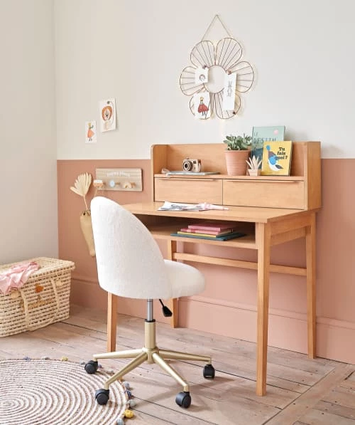 Maisons Du Monde Chaises De Bureau Enfant Chaise De Bureau à Roulettes à Bouclettes Blanches Et Métal Coloris Laiton 5 Maisons Du Monde Chaises De Bureau Enfant Chaise De Bureau à Roulettes à Bouclettes Blanches Et Métal Coloris Laiton – Image 5