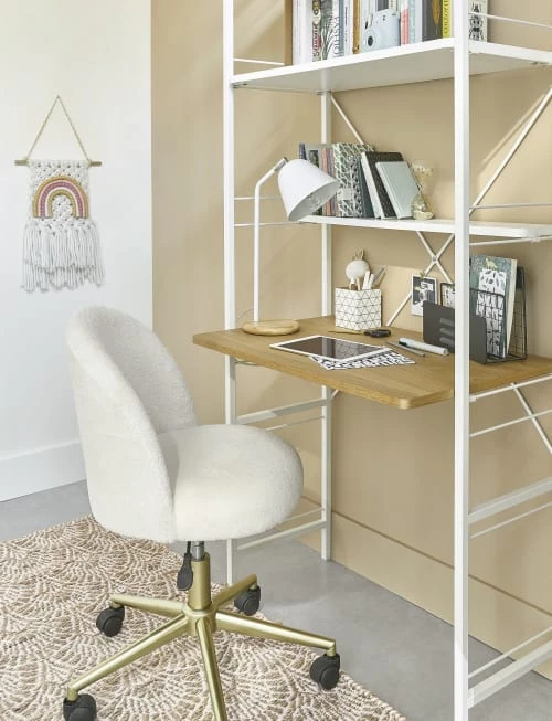 Maisons Du Monde Chaises De Bureau Enfant Chaise De Bureau à Roulettes à Bouclettes Blanches Et Métal Coloris Laiton 6 Maisons Du Monde Chaises De Bureau Enfant Chaise De Bureau à Roulettes à Bouclettes Blanches Et Métal Coloris Laiton – Image 6