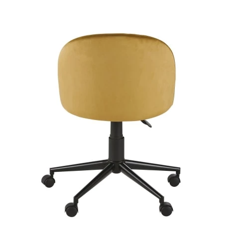 Maisons Du Monde Chaises De Bureau Enfant Chaise De Bureau à Roulettes En Velours Jaune Moutarde Et Métal Noir 4 Maisons Du Monde Chaises De Bureau Enfant Chaise De Bureau à Roulettes En Velours Jaune Moutarde Et Métal Noir – Image 4
