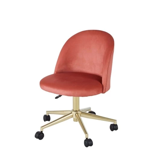 Maisons Du Monde Chaises De Bureau Enfant Chaise De Bureau Vintage à Roulettes En Velours Terracotta 5 Maisons Du Monde Chaises De Bureau Enfant Chaise De Bureau Vintage à Roulettes En Velours Terracotta – Image 5