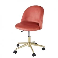 Maisons Du Monde Chaises De Bureau Enfant Chaise De Bureau Vintage à Roulettes En Velours Terracotta