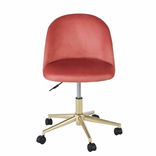 Maisons Du Monde Chaises De Bureau Enfant Chaise De Bureau Vintage à Roulettes En Velours Terracotta 2 Maisons Du Monde Chaises De Bureau Enfant Chaise De Bureau Vintage à Roulettes En Velours Terracotta – Image 2