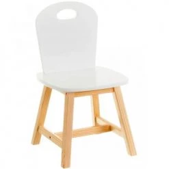 Wadiga Tables Et Chaises Enfant Chaise Enfant Blanc Et Bois - 28x28x50cm