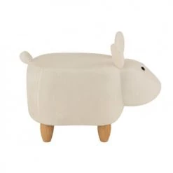 LANADECO Fauteuils Et Poufs Enfant Chaise Tabouret Enfant Mouton Bois Et Textile Blanc -Commodes enfant Soldes chaise tabouret enfant mouton bois et textile blanc 2