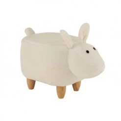 LANADECO Fauteuils Et Poufs Enfant Chaise Tabouret Enfant Mouton Bois Et Textile Blanc