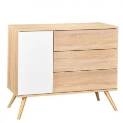 Sauthon Commodes Enfant Commode 1 Porte 3 Tiroirs 95x115x50cm En Bois Marron