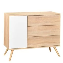 Sauthon Commodes Enfant Commode 1 Porte 3 Tiroirs 95x115x50cm En Bois Rose -Commodes enfant Soldes commode 1 porte 3 tiroirs 95x115x50cm en bois marron