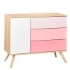 Sauthon Commodes Enfant Commode 1 Porte 3 Tiroirs 95x115x50cm En Bois Rose