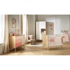 Sauthon Commodes Enfant Commode 1 Porte 3 Tiroirs 95x115x50cm En Bois Rose -Commodes enfant Soldes commode 1 porte 3 tiroirs 95x115x50cm en bois rose 4