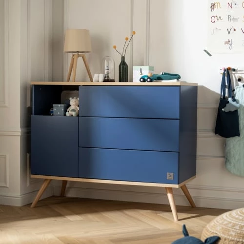 Sauthon Original Commodes Enfant Commode 1 Porte 3 Tiroirs 95x115x51cm Bleu 2 Sauthon Original Commodes Enfant Commode 1 Porte 3 Tiroirs 95x115x51cm Bleu – Image 2