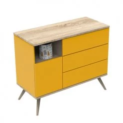 Sauthon Original Commodes Enfant Commode 1 Porte 3 Tiroirs 95x115x51cm Jaune