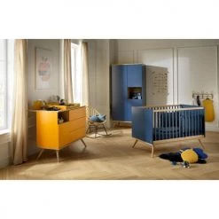 Sauthon Original Commodes Enfant Commode 1 Porte 3 Tiroirs 95x115x51cm Jaune -Commodes enfant Soldes commode 1 porte 3 tiroirs 95x115x51cm jaune 4