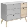 Altobuy Commodes Enfant Commode 1 Porte 4 Tiroirs Bois Naturel Et Gris