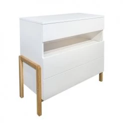 Kocot Kids Commodes Enfant Commode 3 Tiroirs 1 Niche Blanc Naturel
