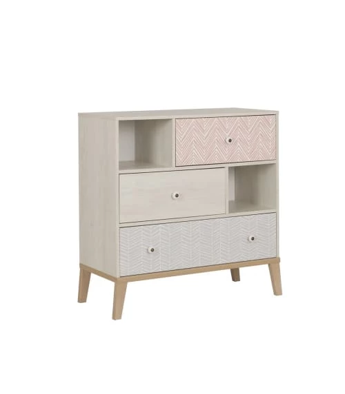 Gami Commodes Enfant Commode 3 Tiroirs 2 Niches Châtaignier Blanchi 5 Gami Commodes Enfant Commode 3 Tiroirs 2 Niches Châtaignier Blanchi – Image 5
