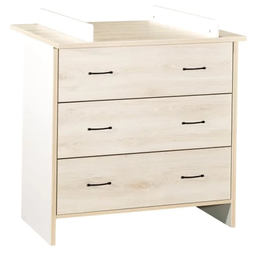 BabyPrice Commodes Enfant Commode 3 Tiroirs 88x87x47cm En Bois Beige Clair 2 BabyPrice Commodes Enfant Commode 3 Tiroirs 88x87x47cm En Bois Beige Clair – Image 2