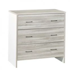 BabyPrice Commodes Enfant Commode 3 Tiroirs 88x87x47cm En Bois Gris