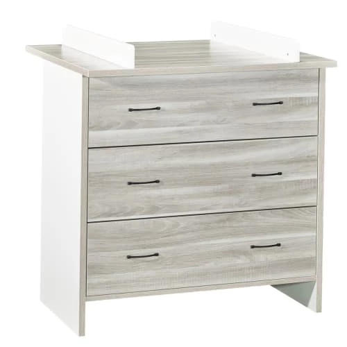 BabyPrice Commodes Enfant Commode 3 Tiroirs 88x87x47cm En Bois Gris 2 BabyPrice Commodes Enfant Commode 3 Tiroirs 88x87x47cm En Bois Gris – Image 2