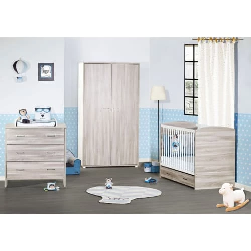 BabyPrice Commodes Enfant Commode 3 Tiroirs 88x87x47cm En Bois Gris 3 BabyPrice Commodes Enfant Commode 3 Tiroirs 88x87x47cm En Bois Gris – Image 3
