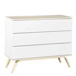 Sauthon Commodes Enfant Commode 3 Tiroirs 95x115x51cm En Bois Blanc