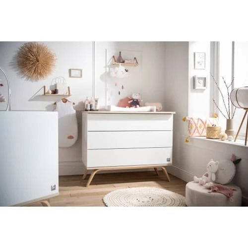 Sauthon Commodes Enfant Commode 3 Tiroirs 95x115x51cm En Bois Blanc 5 Sauthon Commodes Enfant Commode 3 Tiroirs 95x115x51cm En Bois Blanc – Image 5
