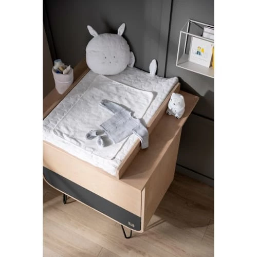Sauthon Original Commodes Enfant Commode 3 Tiroirs 97x87x48cm En Bois Gris 2 Sauthon Original Commodes Enfant Commode 3 Tiroirs 97x87x48cm En Bois Gris – Image 2