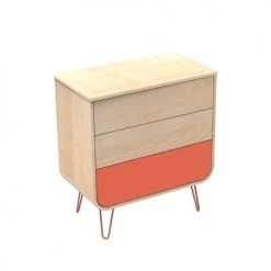 Sauthon Original Commodes Enfant Commode 3 Tiroirs 97x87x48cm En Bois Orange