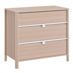 Galipette Commodes Enfant Commode 3 Tiroirs Avec Plan à Langer En Bois Imitation Chêne Clair
