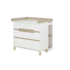 Galipette Commodes Enfant Commode 3 Tiroirs Avec Plan à Langer Et Bibliothèque En Bois Blanc