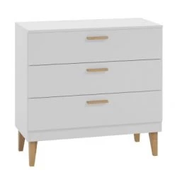 Nateo Concept Commodes Enfant Commode 3 Tiroirs Blanc Et Chêne