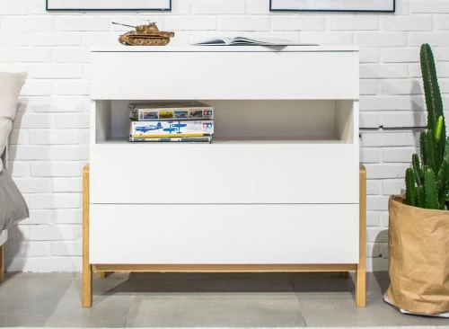 Nateo Concept Commodes Enfant Commode 3 Tiroirs Blanc Et Chêne 2 Nateo Concept Commodes Enfant Commode 3 Tiroirs Blanc Et Chêne – Image 2