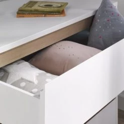 Nateo Concept Commodes Enfant Commode 3 Tiroirs Blanc Et Chêne Clair -Commodes enfant Soldes commode 3 tiroirs blanc et chene clair 2