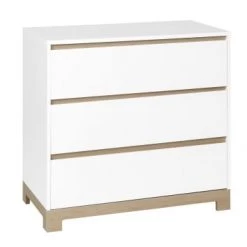 Nateo Concept Commodes Enfant Commode 3 Tiroirs Blanc Et Chêne Clair