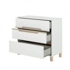 Calicosy Commodes Enfant Commode 3 Tiroirs Blanche Enfant - 95 X H87 Cm -Commodes enfant Soldes commode 3 tiroirs blanche enfant 95 x h87 cm 3