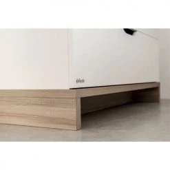 Calicosy Commodes Enfant Commode 3 Tiroirs Blanche Et Bois Bébé - 95 X H90 Cm -Commodes enfant Soldes commode 3 tiroirs blanche et bois bebe 95 x h90 cm 3