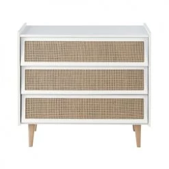 Maisons Du Monde Commodes Enfant Commode 3 Tiroirs Blanche Et Cannage En Rotin