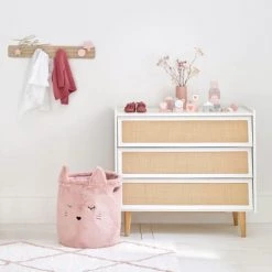 Maisons Du Monde Commodes Enfant Commode 3 Tiroirs Blanche Et Cannage En Rotin -Commodes enfant Soldes commode 3 tiroirs blanche et cannage en rotin 1000 0 0 206312 7