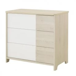 Calicosy Commodes Enfant Commode 3 Tiroirs Bois Et Blanc Enfant - 95 X H91cm -Commodes enfant Soldes commode 3 tiroirs bois et blanc enfant 95 x h91cm 2