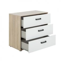 Gami Commodes Enfant Commode 3 Tiroirs Chêne Blanc -Commodes enfant Soldes commode 3 tiroirs chene blanc 8
