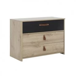 Gami Commodes Enfant Commode 3 Tiroirs Chêne Noir