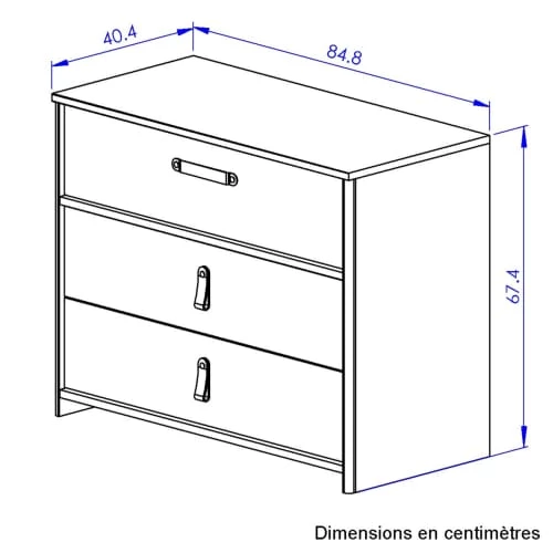Gami Commodes Enfant Commode 3 Tiroirs Chêne Noir 5 Gami Commodes Enfant Commode 3 Tiroirs Chêne Noir – Image 5