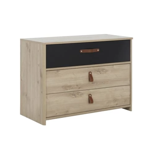 Gami Commodes Enfant Commode 3 Tiroirs Chêne Noir 1 Gami Commodes Enfant Commode 3 Tiroirs Chêne Noir
