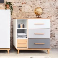 Wookids Commodes Enfant Commode 3 Tiroirs Gris Ardoise -Commodes enfant Soldes commode 3 tiroirs gris ardoise 6