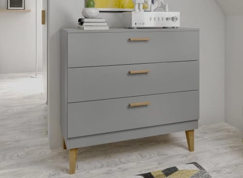 Nateo Concept Commodes Enfant Commode 3 Tiroirs Gris Et Chêne 2 Nateo Concept Commodes Enfant Commode 3 Tiroirs Gris Et Chêne – Image 2