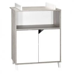BabyPrice Commodes Enfant Commode à Langer 103x76x66cm En Bois Gris Foncé