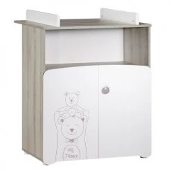 BabyPrice Commodes Enfant Commode à Langer 2 Portes 97x76x66cm En Bois Blanc